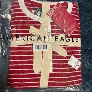 American Eagle Red & White Striped Pijama Set